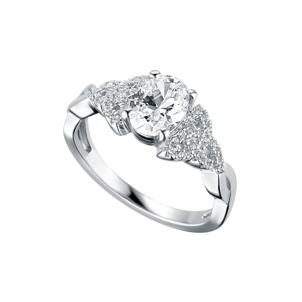 STERLING SILVER APRIL BIRTHSTONE TRINITY KNOT RING