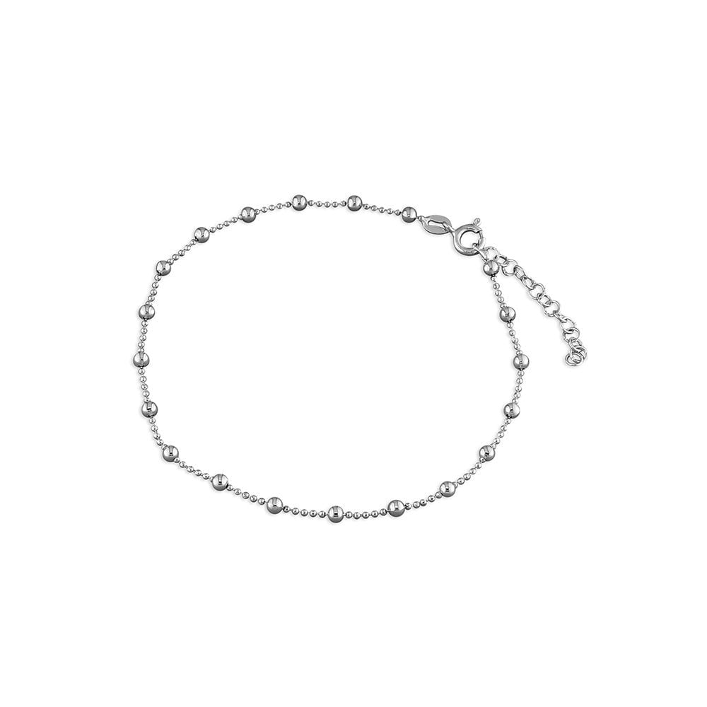 STERLING SILVER BEAD CHAIN ANKLE BRACELET