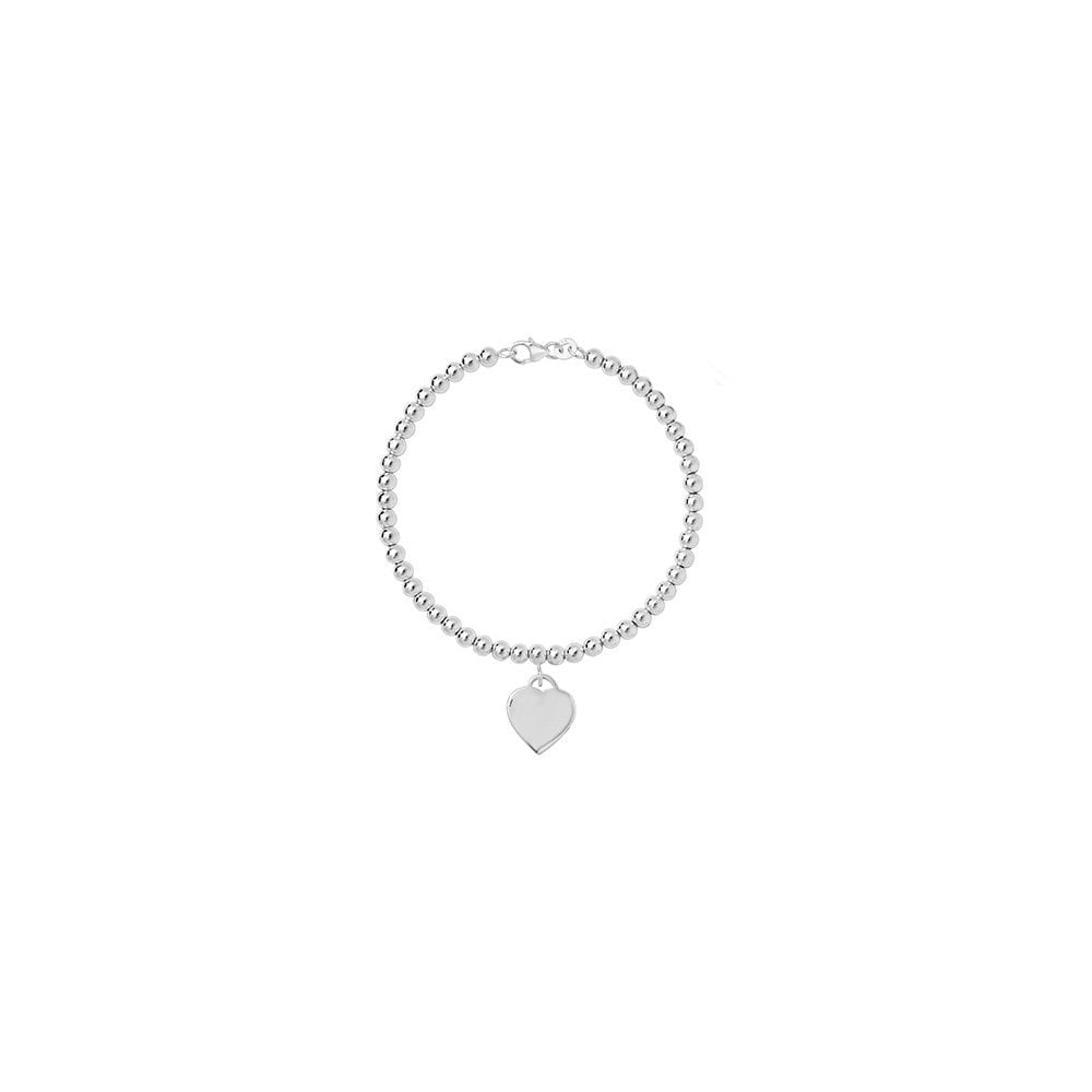 STERLING SILVER BEADED HEART BRACELET