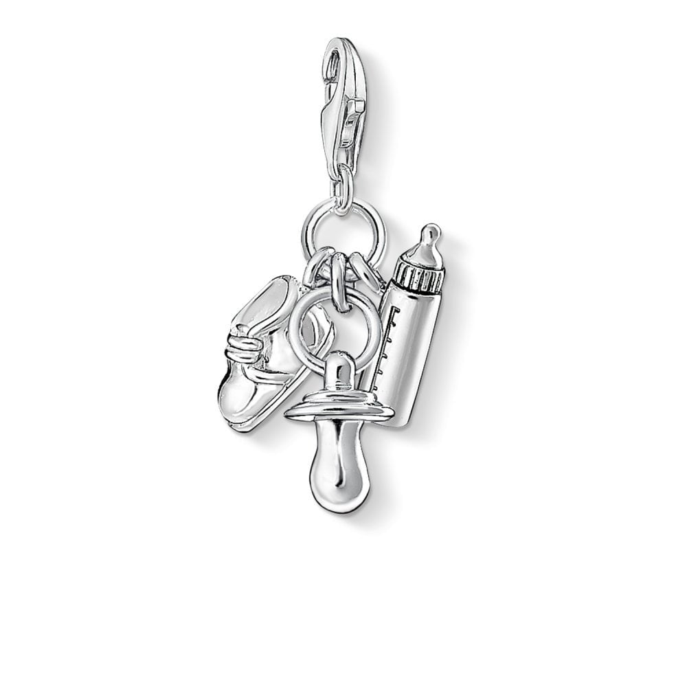 STERLING SILVER BOTTLE, DUMMY & SHOE BABY CHARM PENDANT