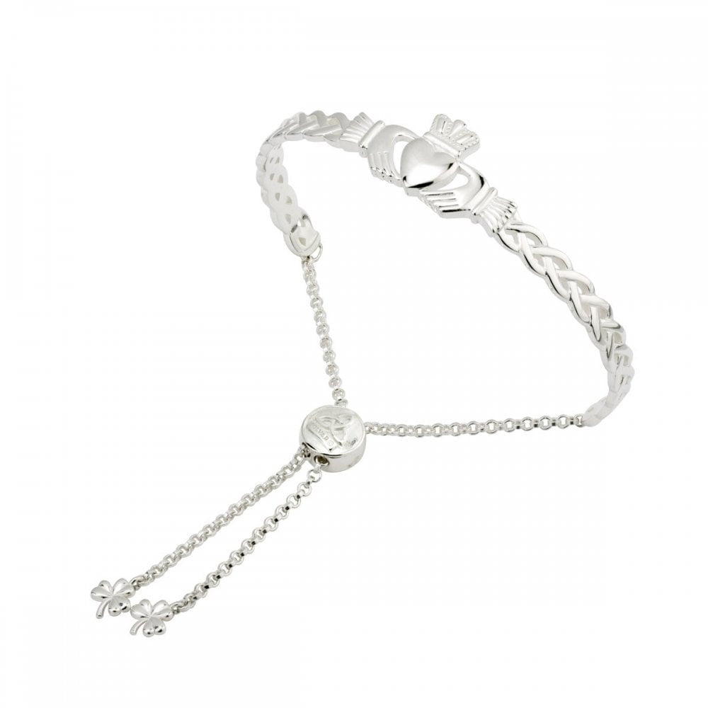 STERLING SILVER CELTIC CLADDAGH DRAW STRING BANGLE