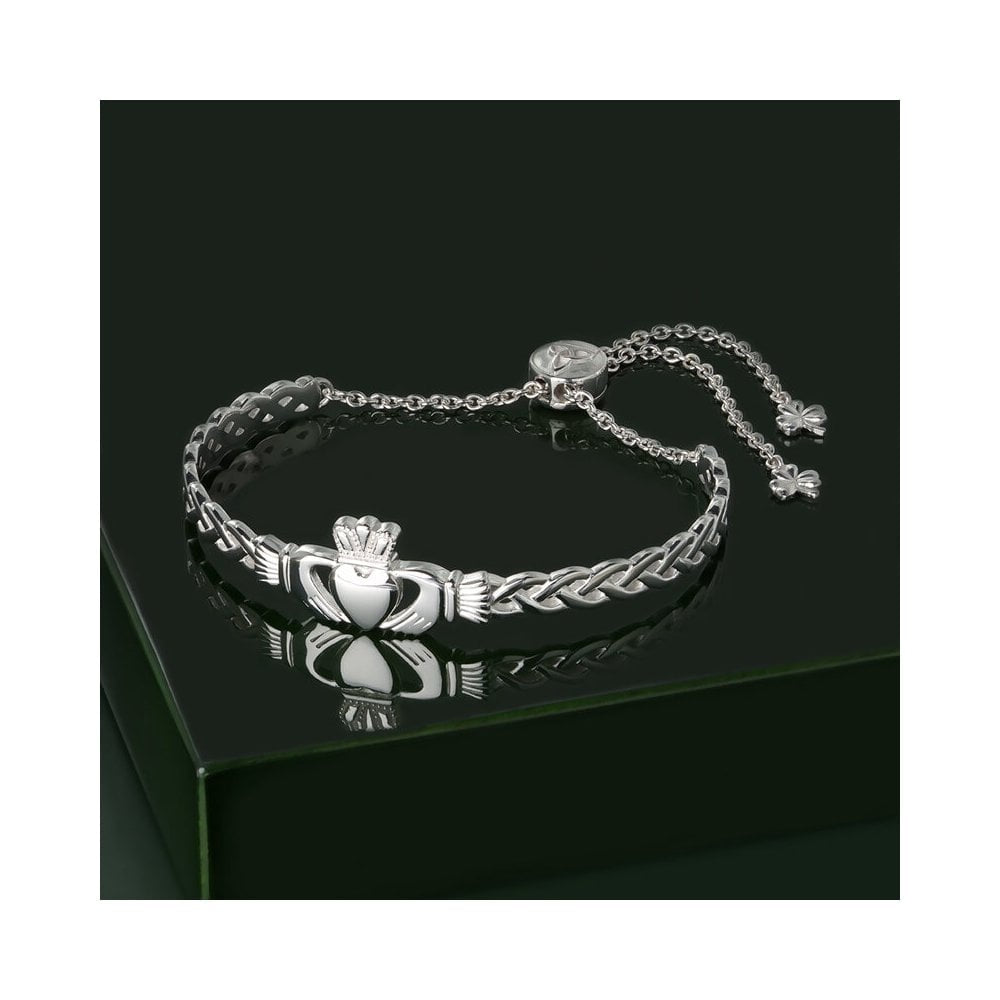 STERLING SILVER CELTIC CLADDAGH DRAW STRING BANGLE