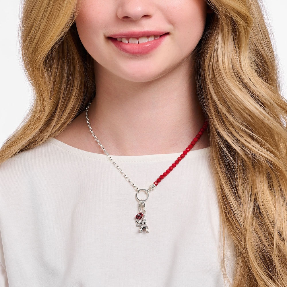 STERLING SILVER CHARM WITH EIFFEL TOWER AND WHITE ZIRCONIA