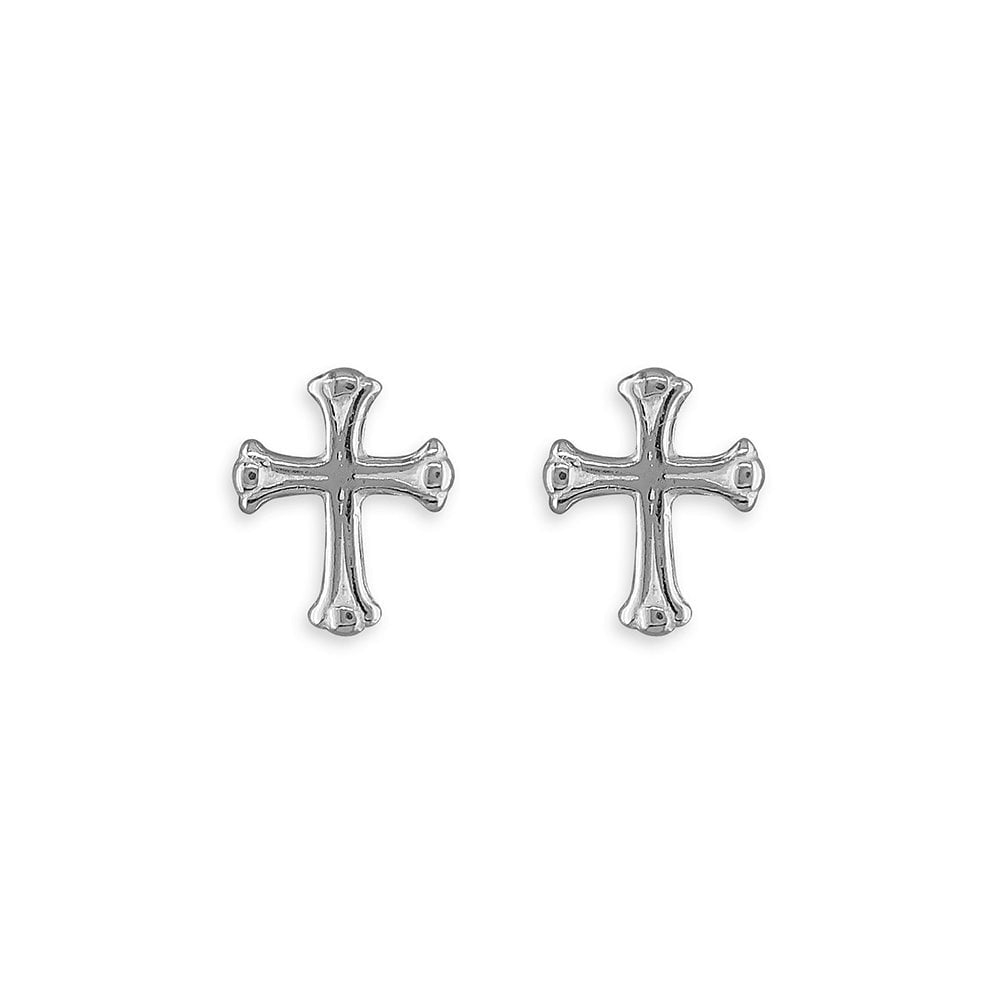 STERLING SILVER CROSS STUD EARRINGS
