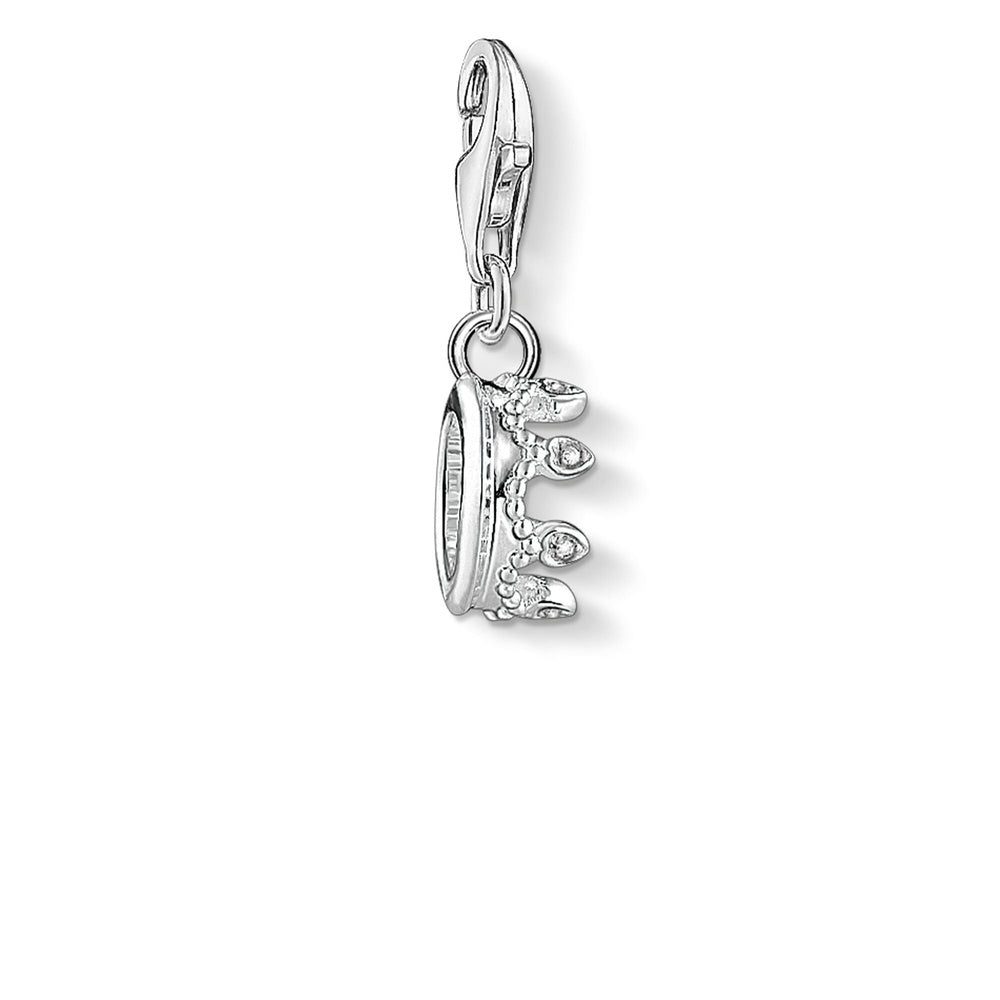 STERLING SILVER CROWN CHARM PENDANT WITH CUBIC ZIRCONIA