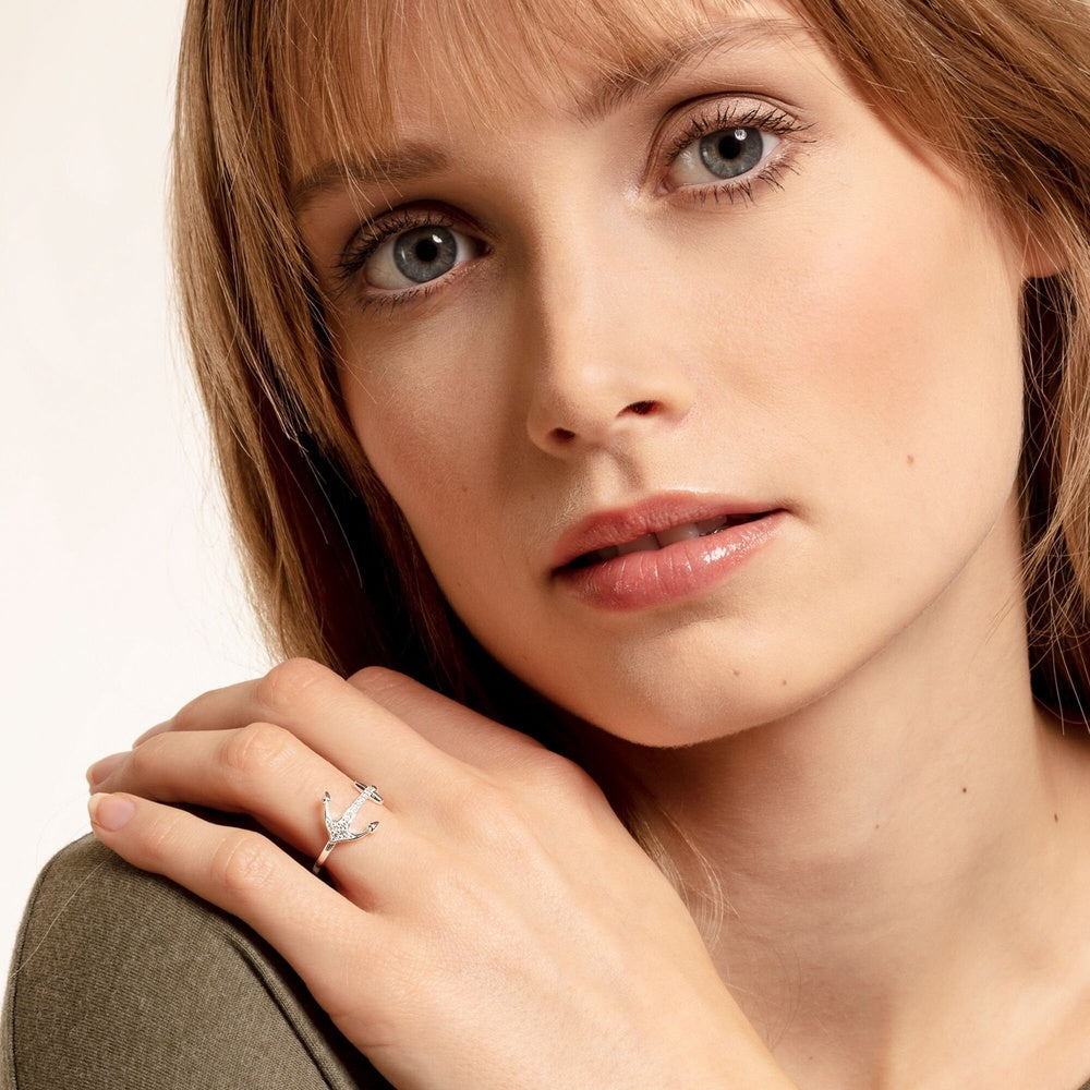 STERLING SILVER CUBIC ZIRCONIA ANCHOR RING