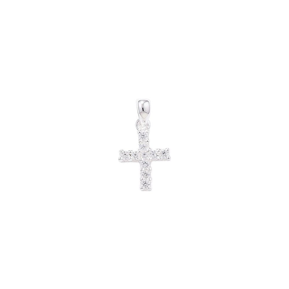 STERLING SILVER CUBIC ZIRCONIA CROSS PENDANT