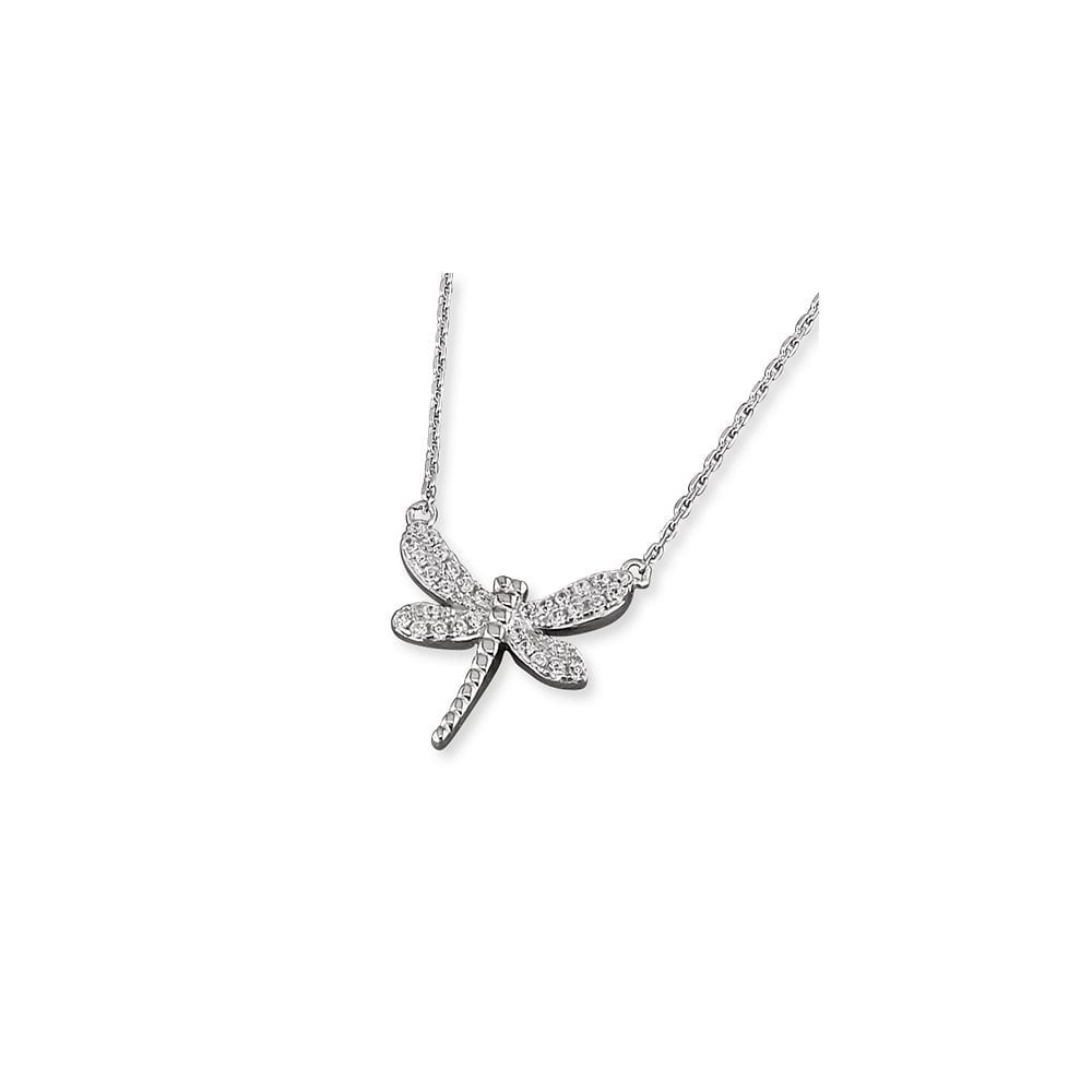 STERLING SILVER CUBIC ZIRCONIA DRAGONFLY NECKLACE