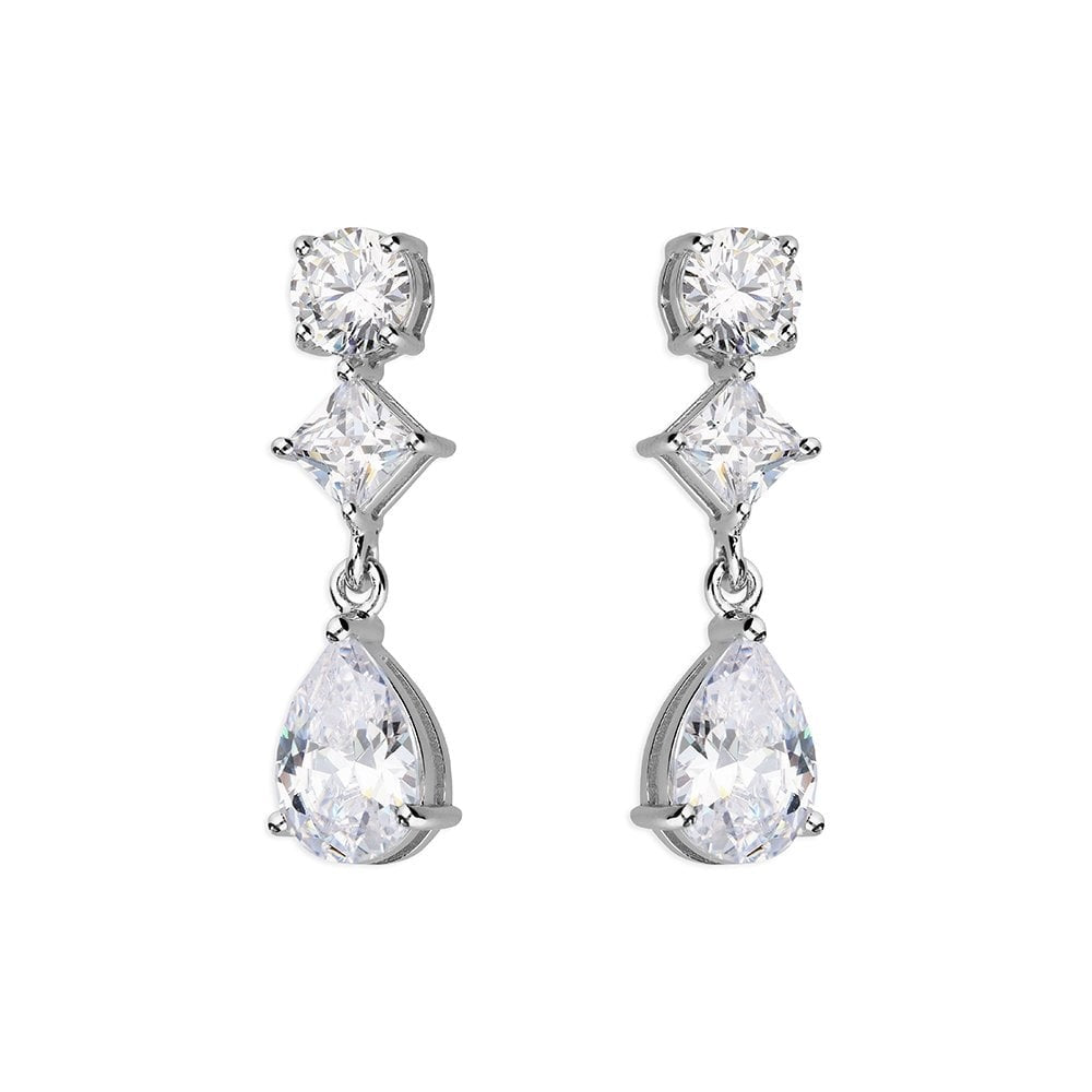 STERLING SILVER CUBIC ZIRCONIA DROP EARRINGS