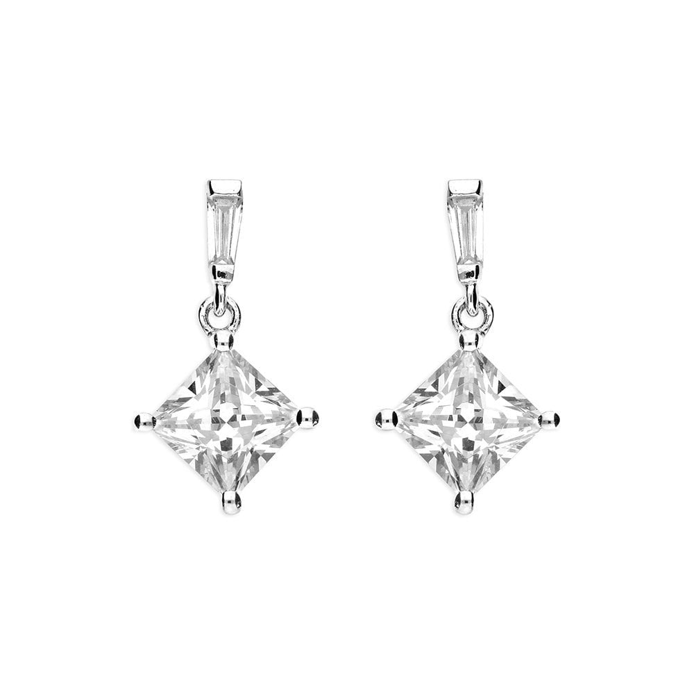 STERLING SILVER CUBIC ZIRCONIA DROP EARRINGS