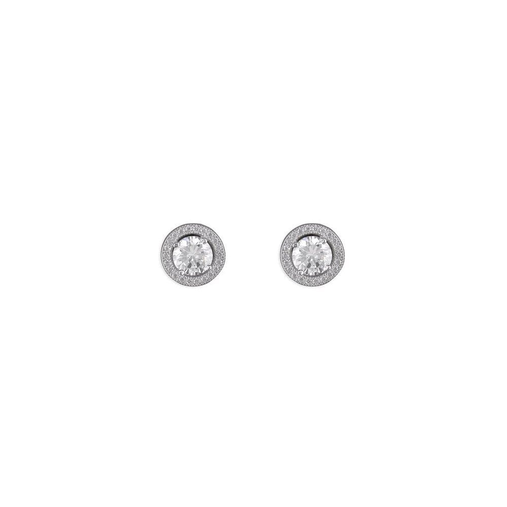 STERLING SILVER CUBIC ZIRCONIA HALO STUD EARRINGS