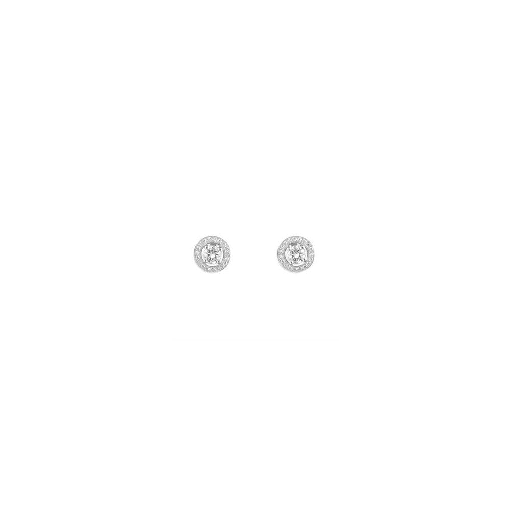 STERLING SILVER CUBIC ZIRCONIA HALO STUD EARRINGS