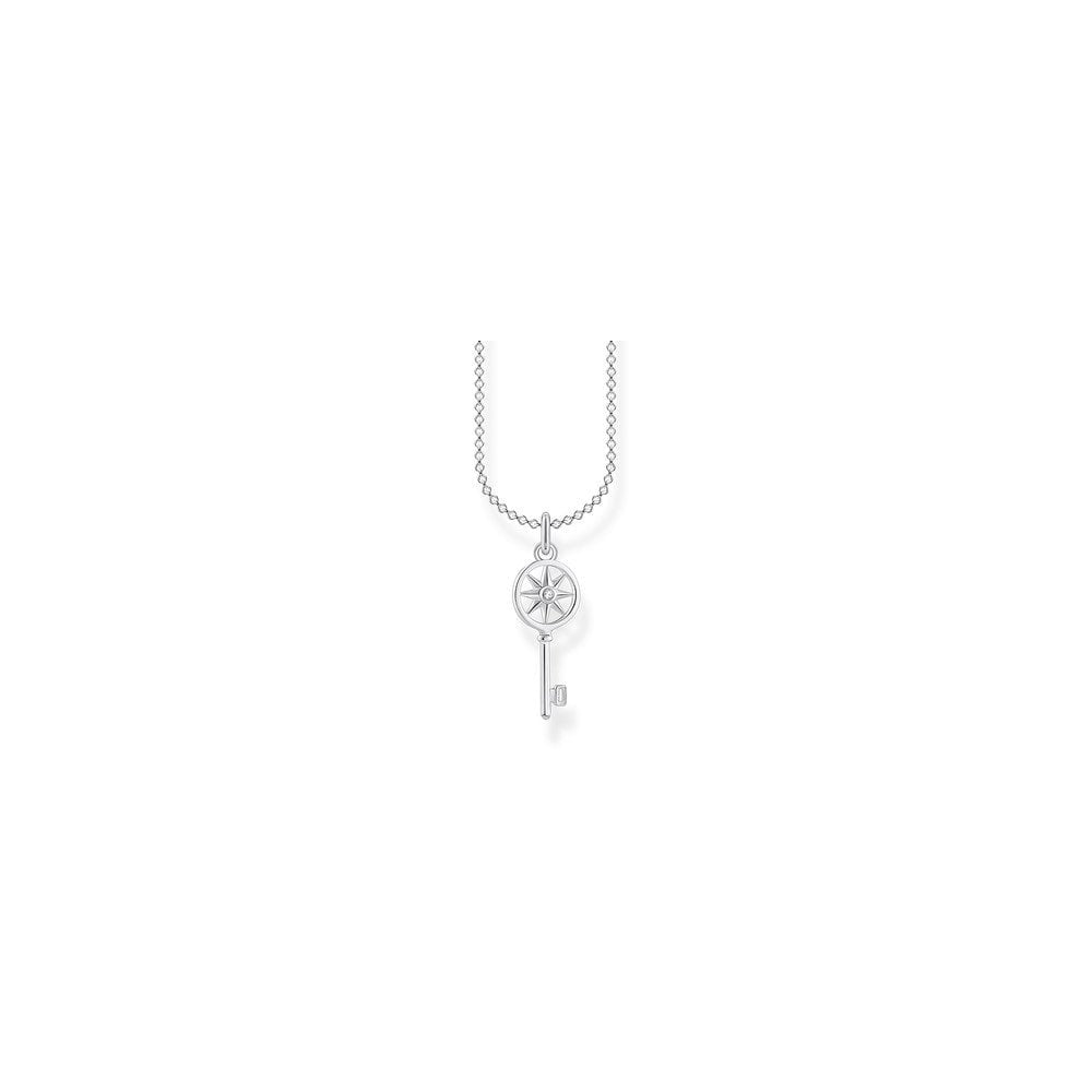 STERLING SILVER CUBIC ZIRCONIA KEY WITH STAR NECKLACE