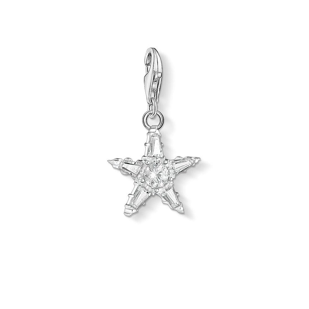 STERLING SILVER CUBIC ZIRCONIA STAR CHARM PENDANT