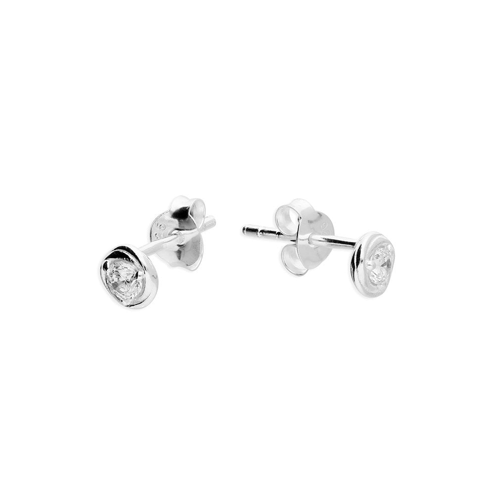 STERLING SILVER CUBIC ZIRCONIA STUD EARRINGS
