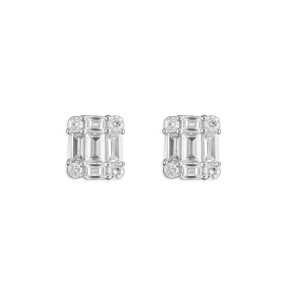 STERLING SILVER CUBIC ZIRCONIA STUD EARRINGS