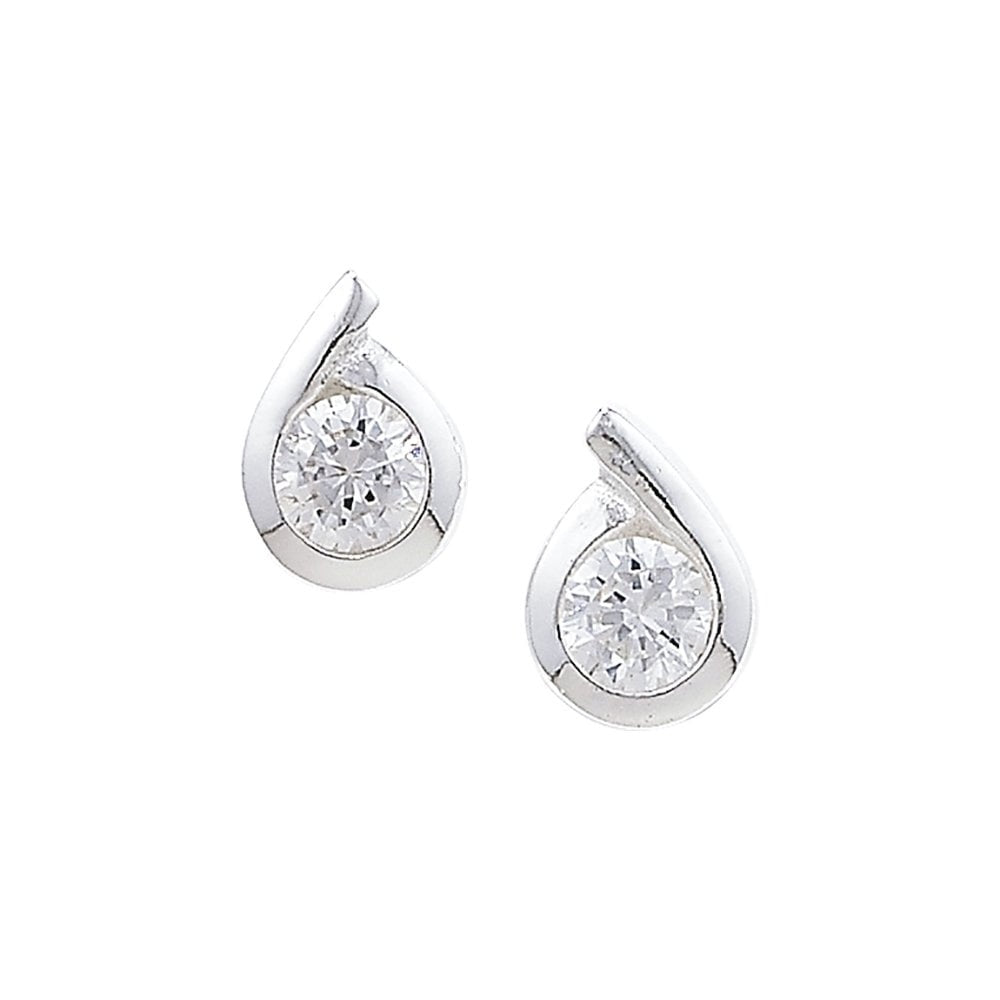 STERLING SILVER CUBIC ZIRCONIA STUD EARRINGS