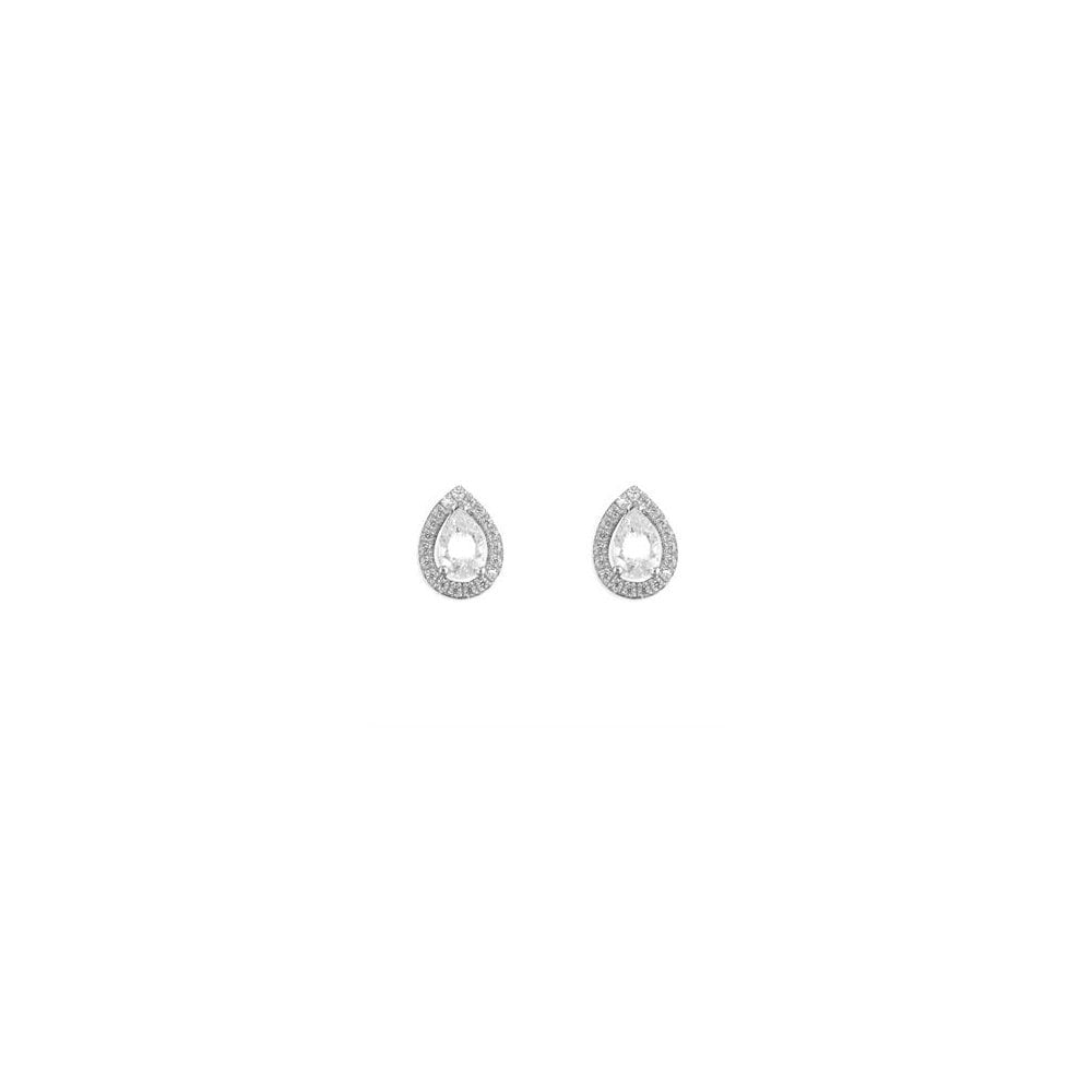 STERLING SILVER CUBIC ZIRCONIA TEAR SHAPED STUD EARRINGS