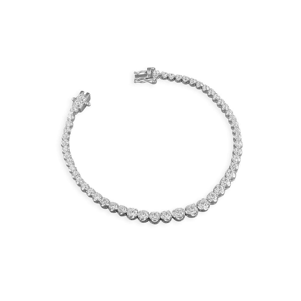 STERLING SILVER CUBIC ZIRCONIA TENNIS BRACELET