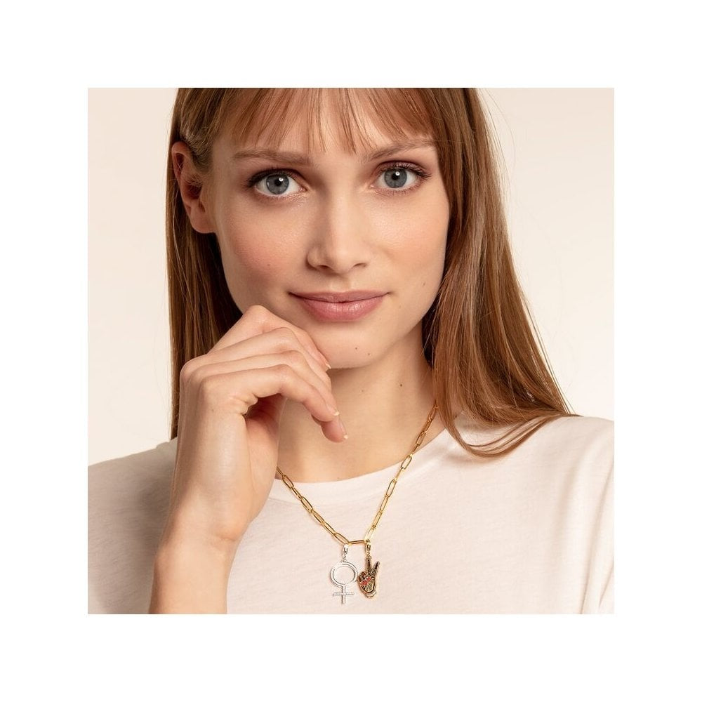 STERLING SILVER CUBIC ZIRCONIA "VENUS" SYMBOL CHARM PENDANT
