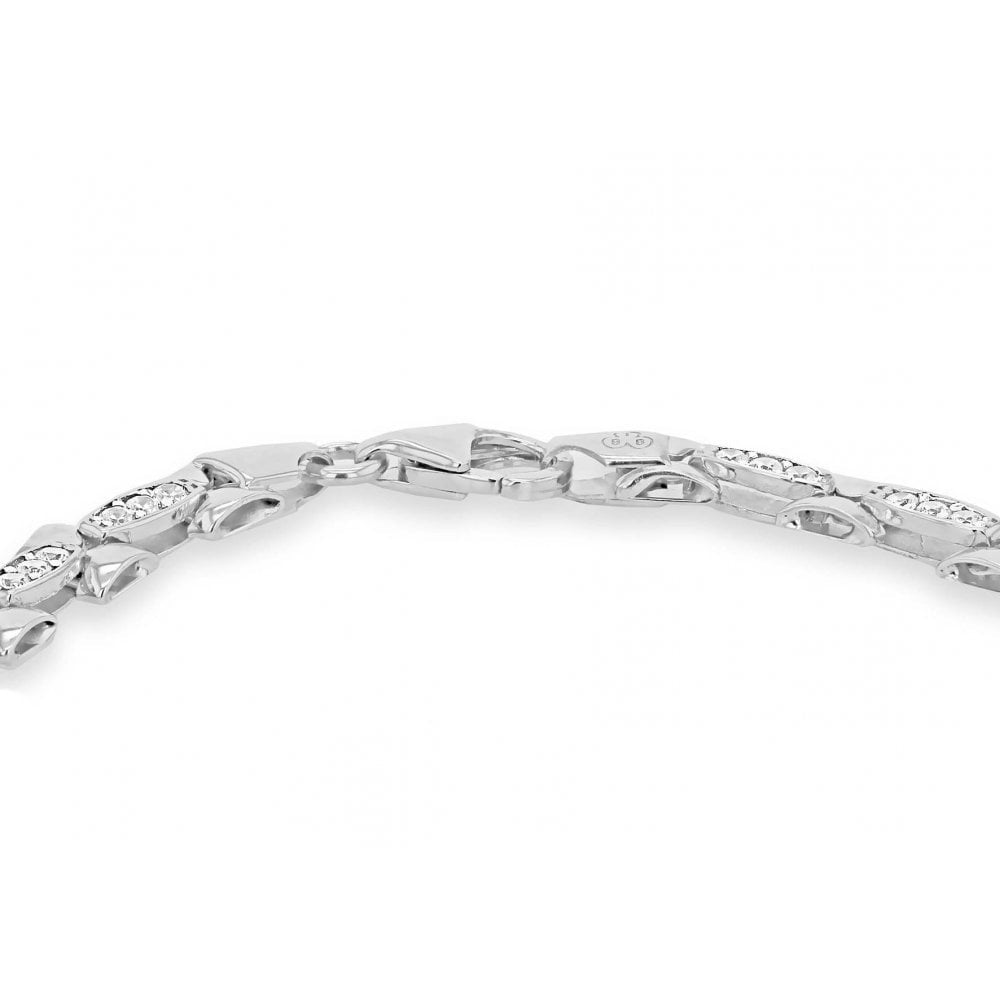 STERLING SILVER CZ 5.3MM PANTHER-STYLE BRACELET