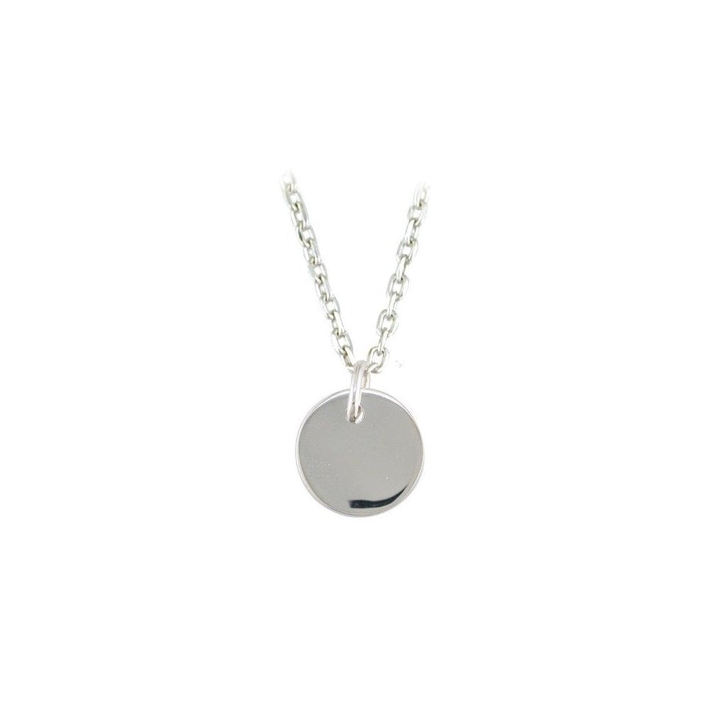 STERLING SILVER ENGRAVABLE ROUND DISC PENDANT WITH CUBIC ZIRCONIA