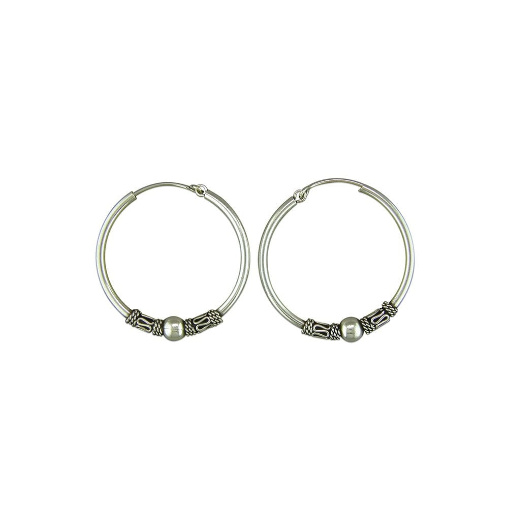 STERLING SILVER ETHNIC HOOP EARRINGS