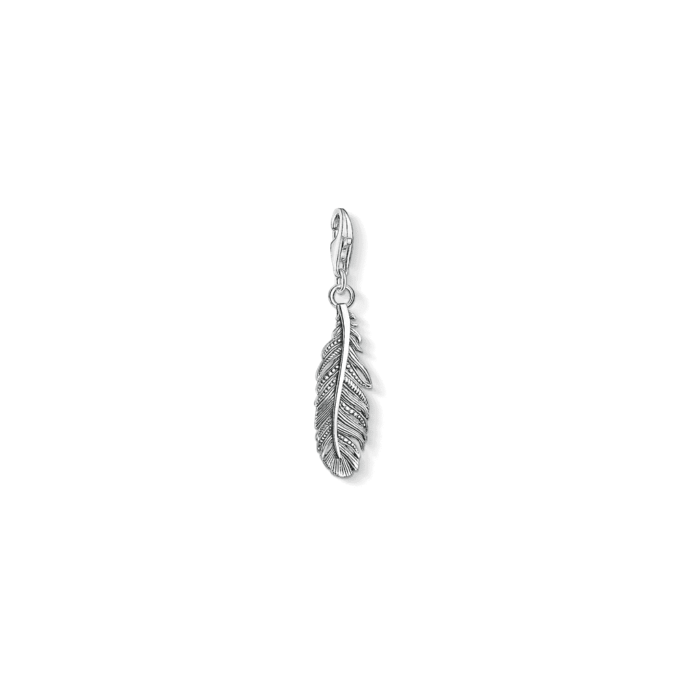 STERLING SILVER FEATHER CHARM PENDANT