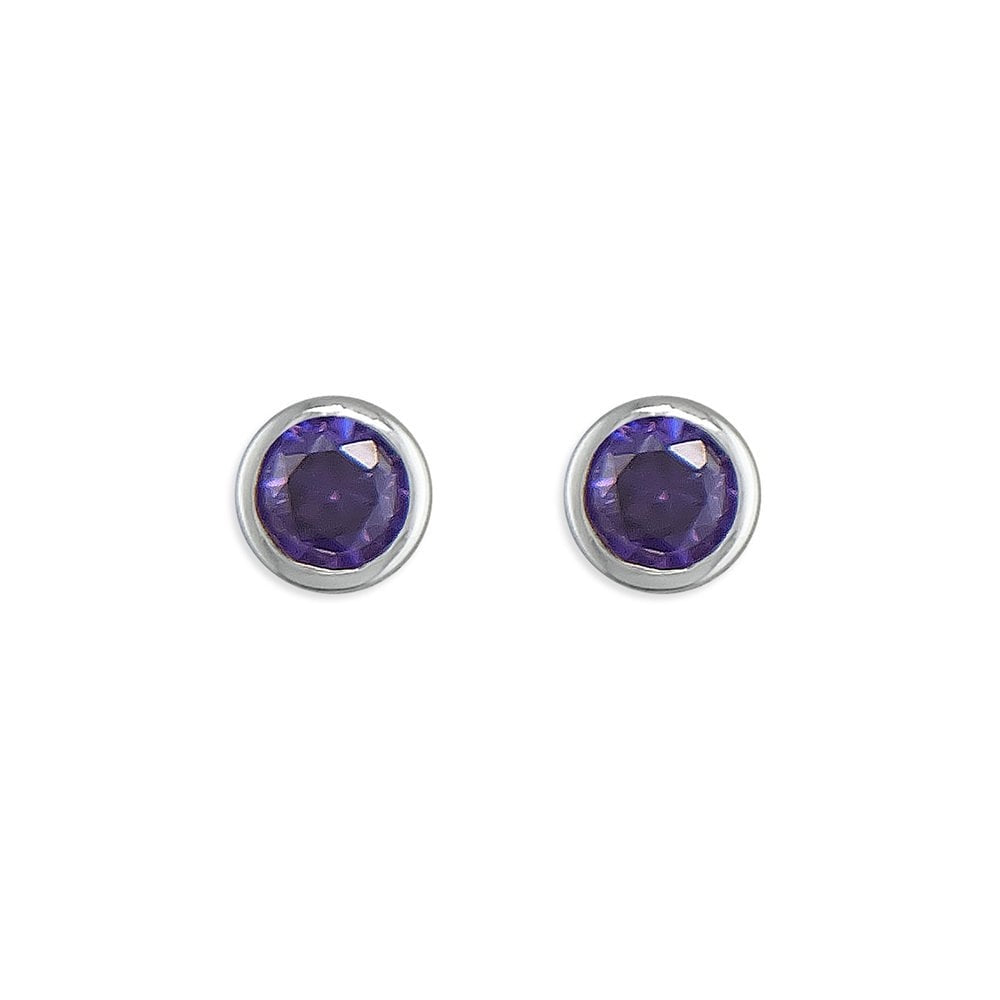 STERLING SILVER FEBRUARY BIRTHSTONE STUD EARRINGS