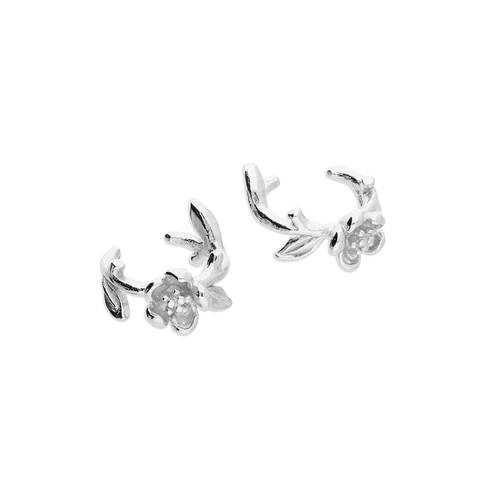 STERLING SILVER FLOWER EAR CUFFS