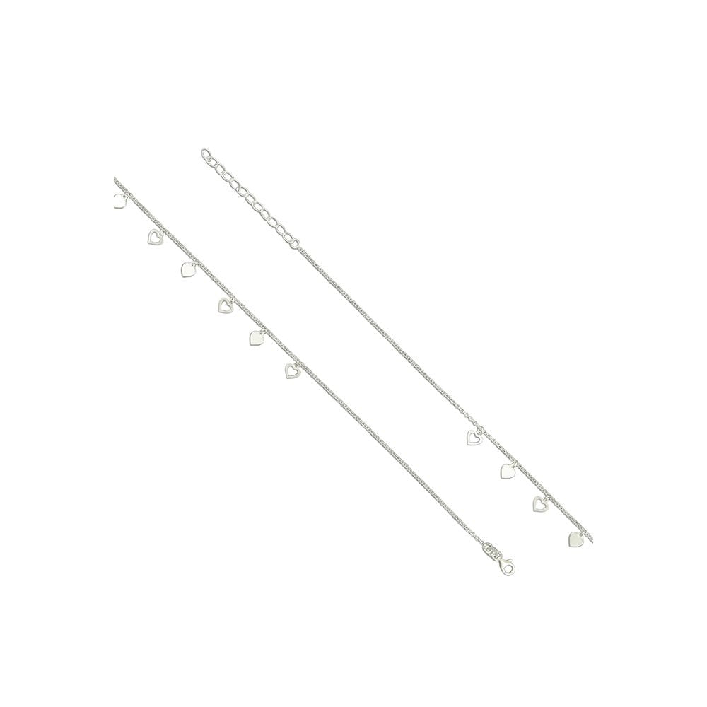 STERLING SILVER HEART ANKLE BRACELET