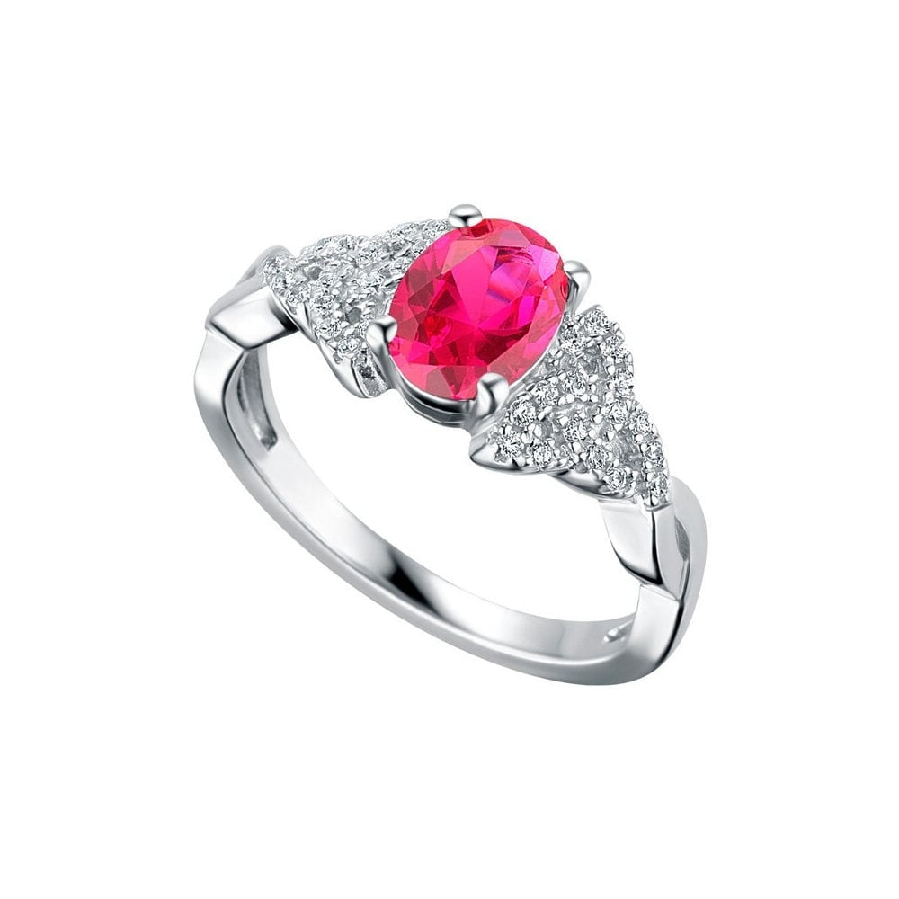 STERLING SILVER JULY BIRTHSTONE TRINITY KNOT RING