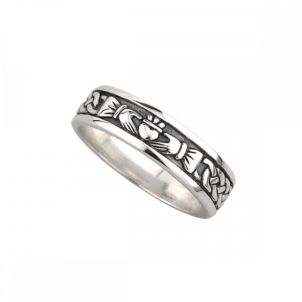 STERLING SILVER LADIES OXIDISED CLADDAGH RING