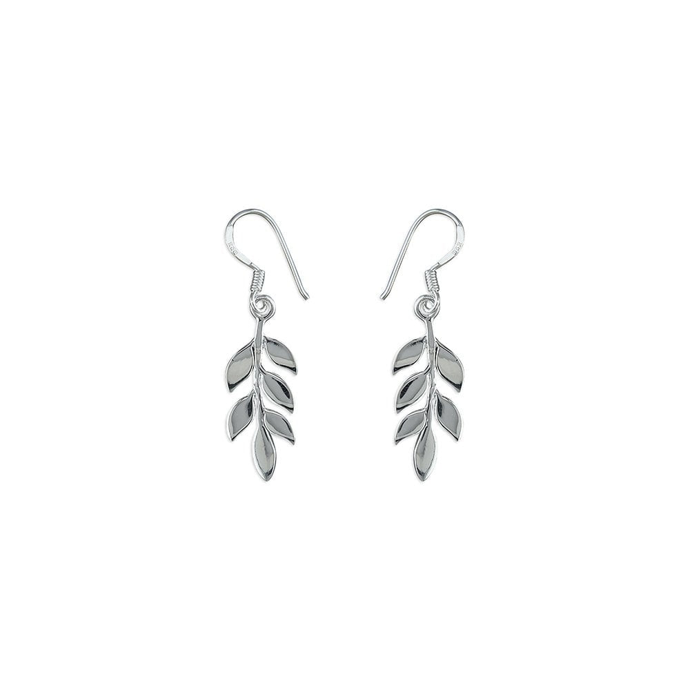STERLING SILVER LEAF DROP EARRINGS