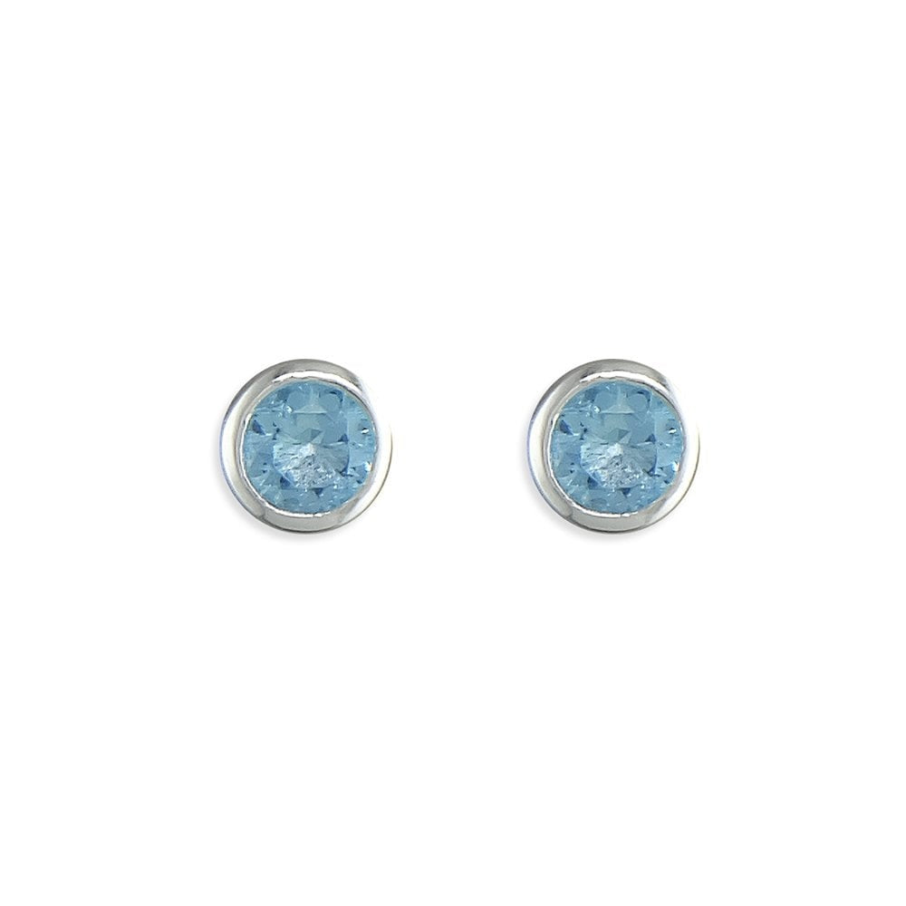 STERLING SILVER MARCH BIRTHSTONE STUD EARRINGS