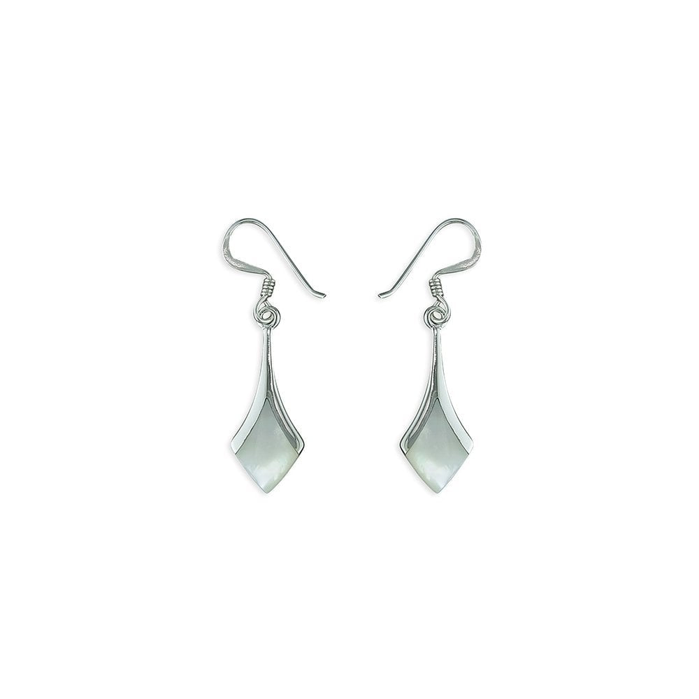 STERLING SILVER MOTHER OF PEARL DROP EARRINGS