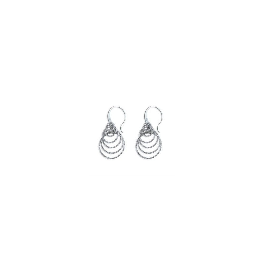 STERLING SILVER MULT-LAYERED DIAMOND CUT CIRCLE DROP EARRINGS