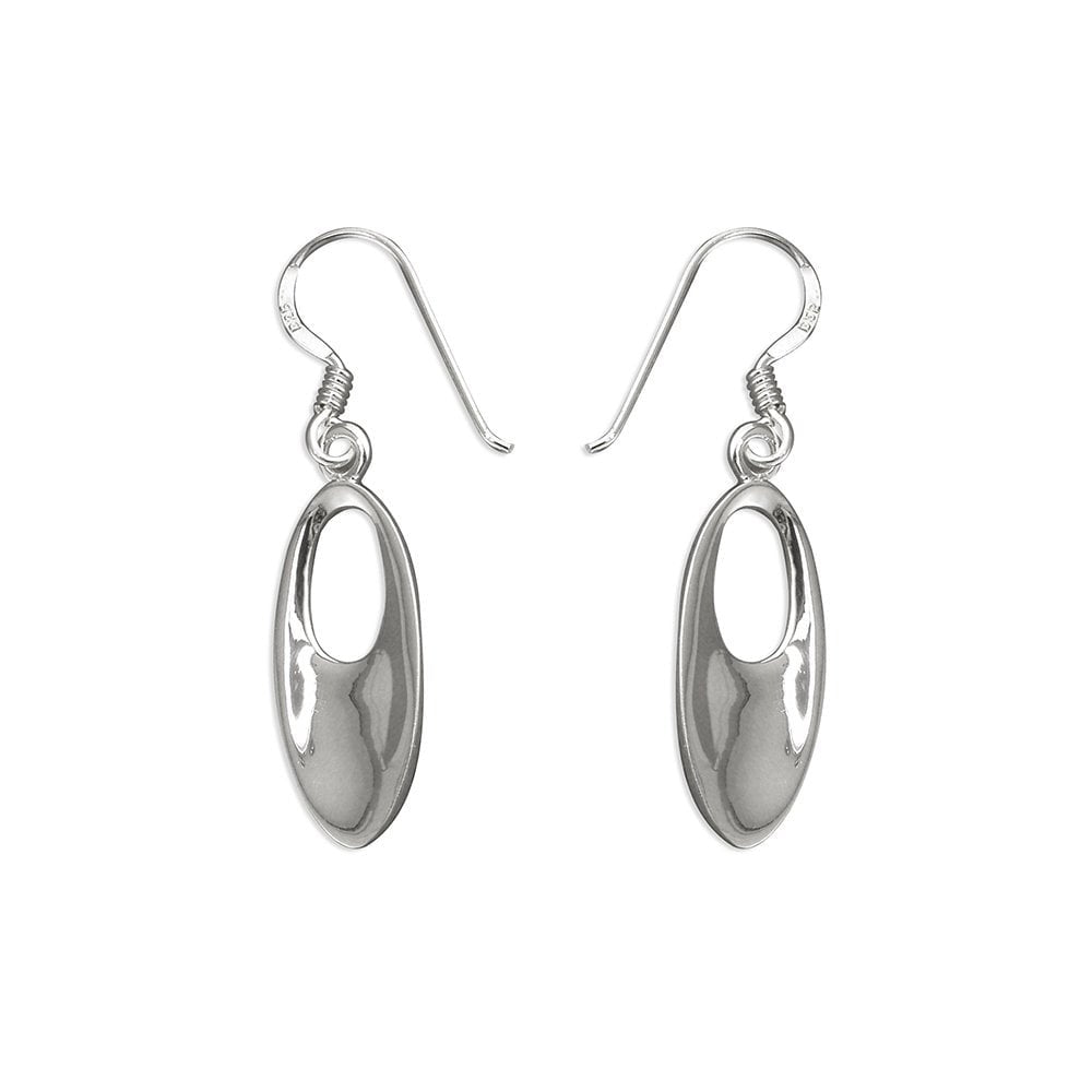 STERLING SILVER OVAL DROP EARRINGS