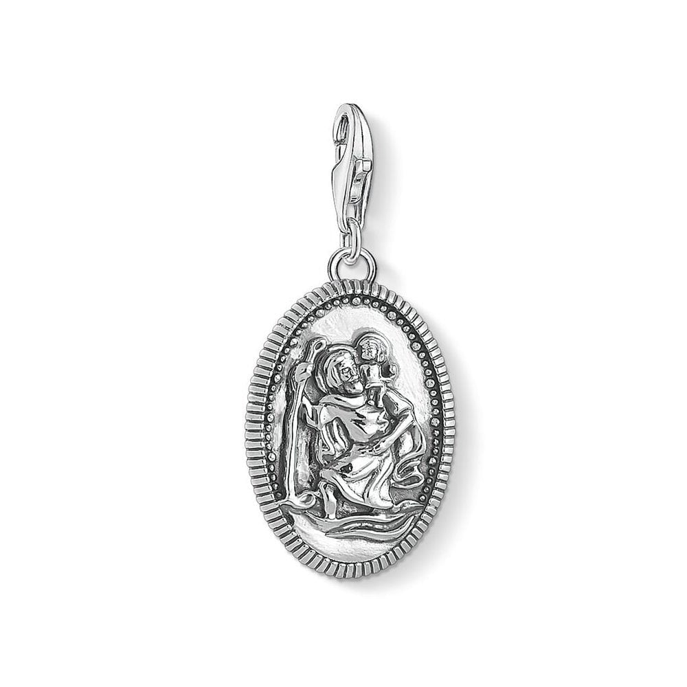 STERLING SILVER OVAL SHAPE ST. CHRISTOPHER MEDAL CHARM PENDANT