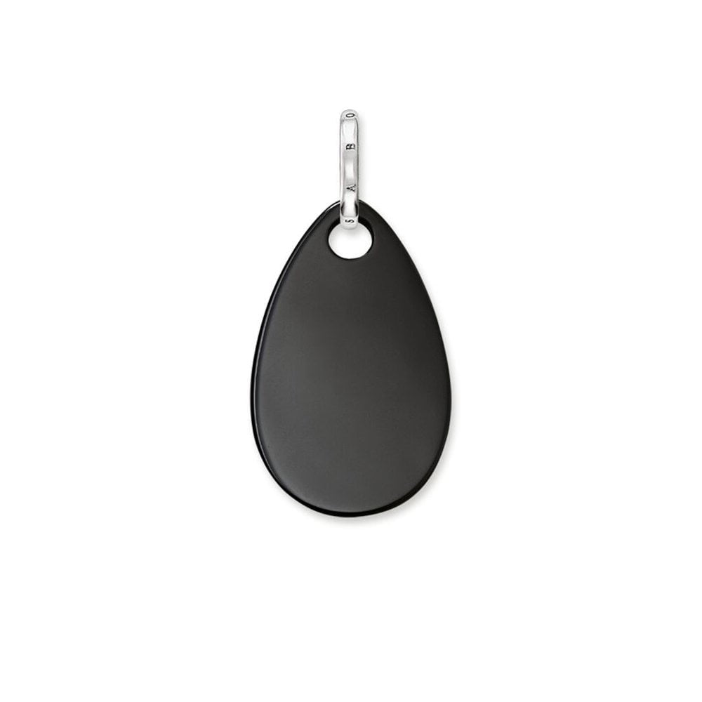 STERLING SILVER PEAR SHAPED ONYX DISC PENDANT