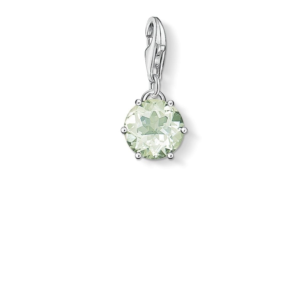 STERLING SILVER PRASIOLITE (LIGHT GREEN) STONE CHARM PENDANT-AUGUST BIRTHSTONE