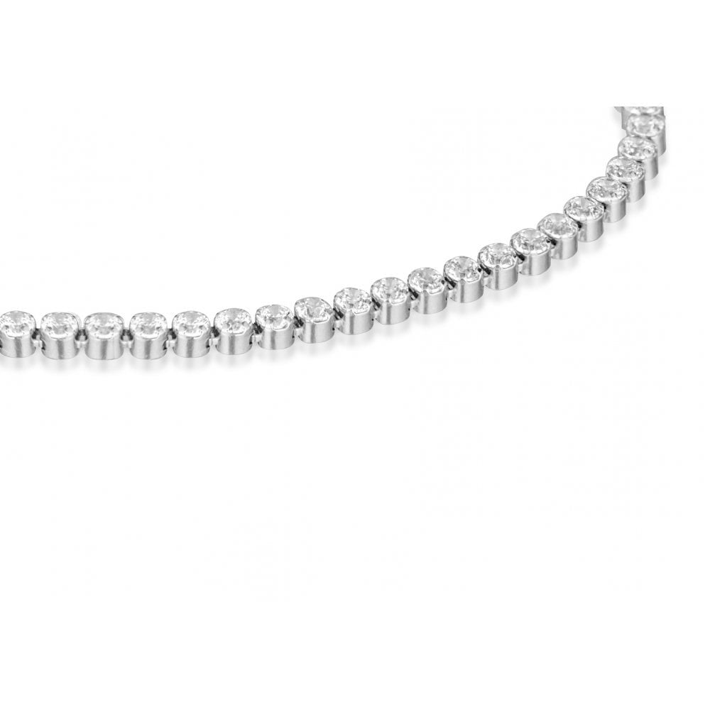 STERLING SILVER RHODIUM PLATED 2MM ROUND CZ TENNIS BRACELET 19CM/7.5"