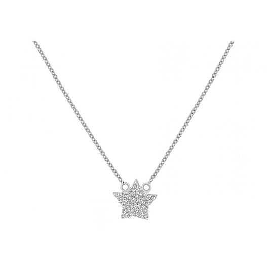 STERLING SILVER RHODIUM PLATED CZ STAR NECKLACE 41CM/16"-46CM/18"