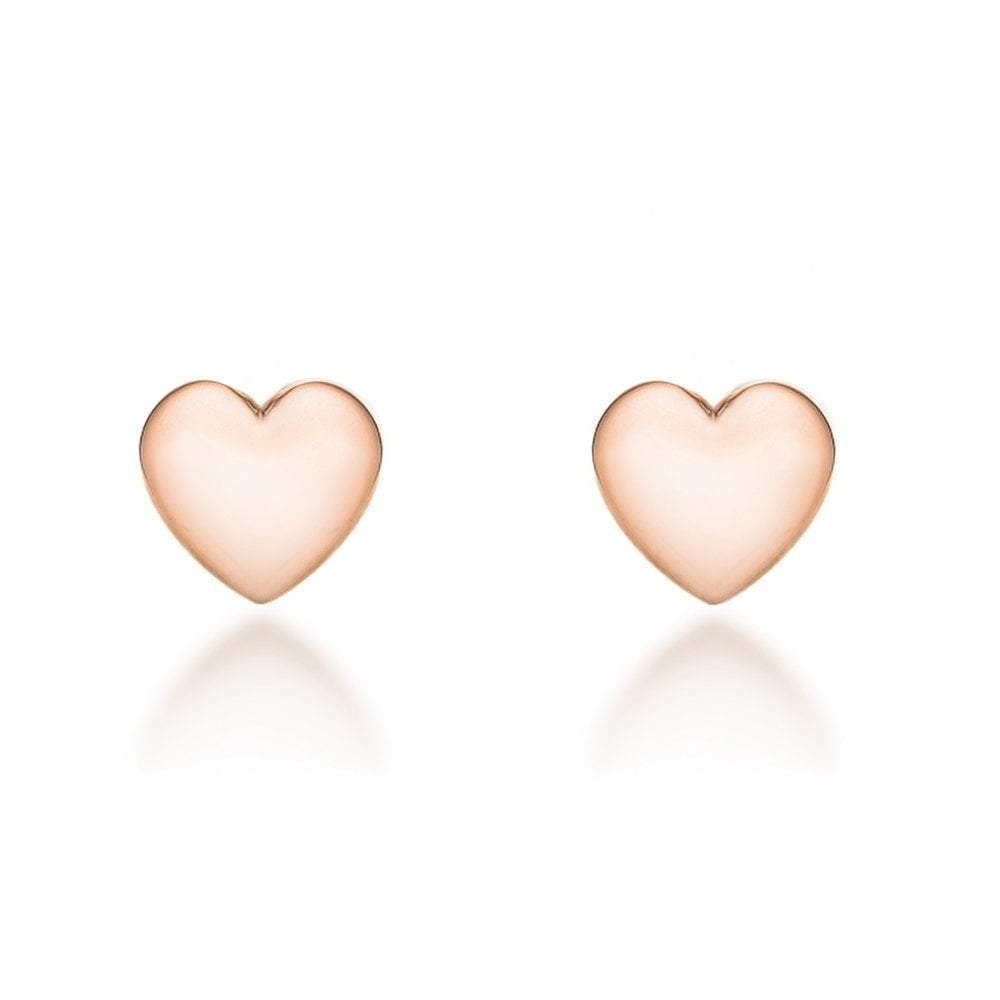 STERLING SILVER ROSE GOLD PLATED 6.7MM X 6MM HEART STUD EARRINGS