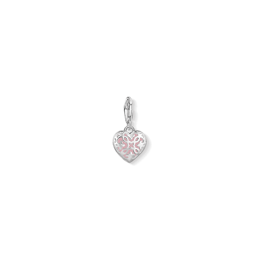 STERLING SILVER ROSE QUARTZ HEART CHARM PENDANT