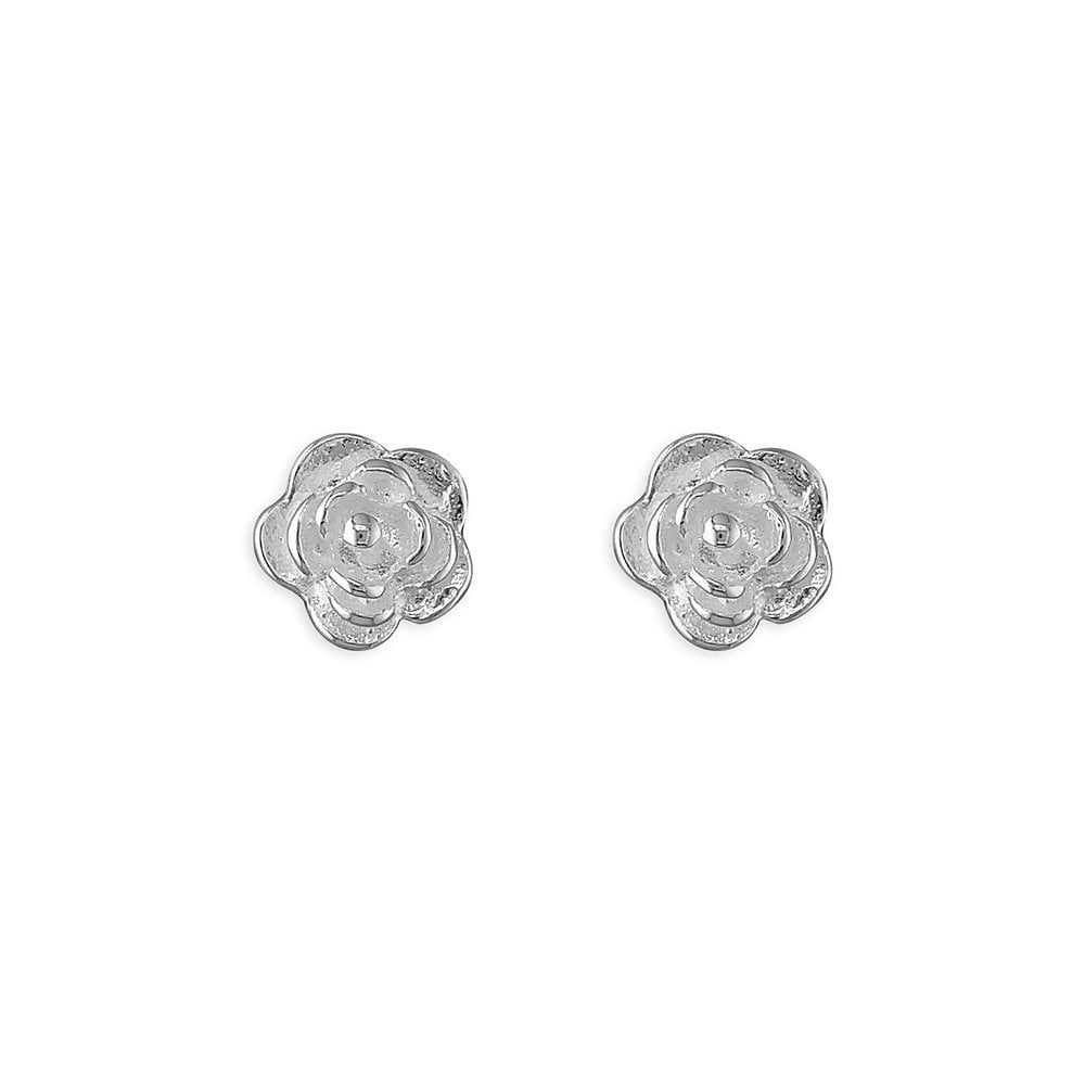 STERLING SILVER ROSE STUD EARRINGS