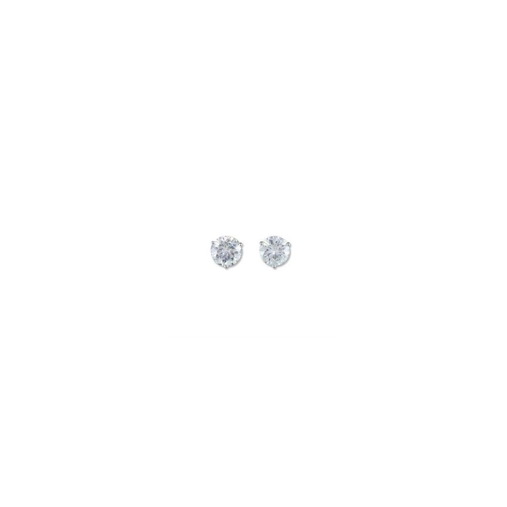 STERLING SILVER ROUND CUBIC ZIRCONIA CLAW SET STUD EARRINGS