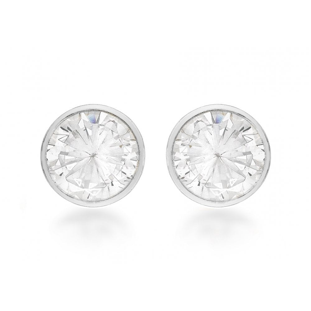 STERLING SILVER ROUND CZ STUD EARRINGS
