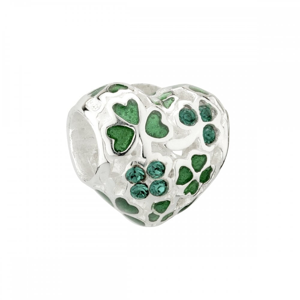 STERLING SILVER SHAMROCK HEART CHARM