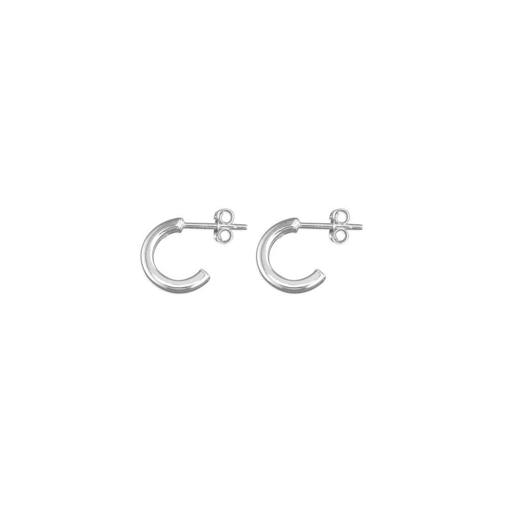 STERLING SILVER SQUARE-TUBED HOOP STUD EARRINGS